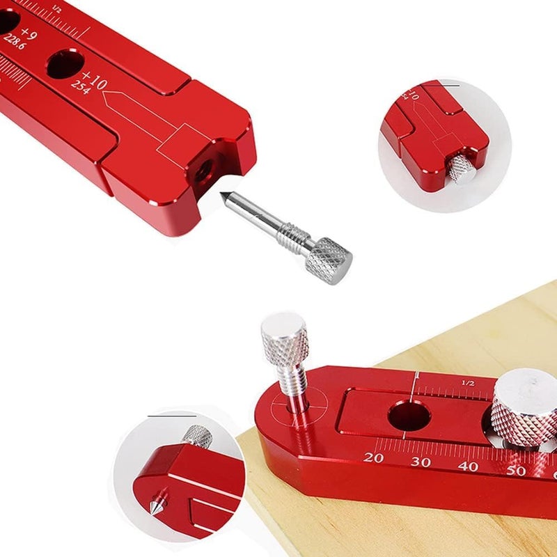 JCFANTS 165mm Woodworking Compass Scriber, Woodworking Scribe Gauge, Adjustable Metric Arc Drawing Ruler Scribing Circle Ruler Marking Gauge Circle Marking Tool (Red) - Image 1